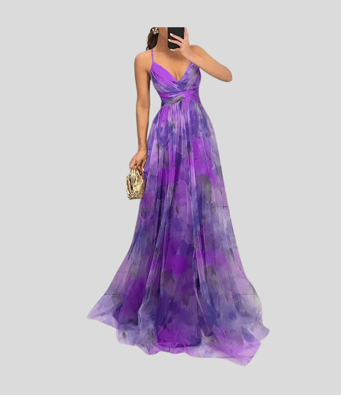 Floral Orange Maxi Dress - Ruffle Strap, Square Neck — Floral Violet