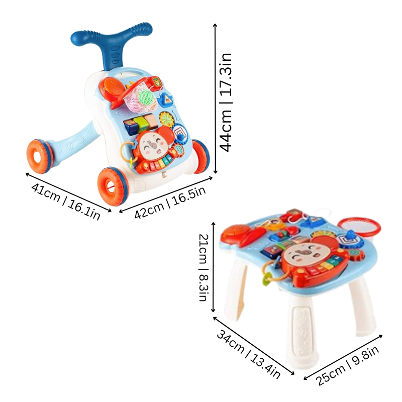 3-in-1 Baby Walker with Activity Center and Adjustable Speed – Infant Walker with Wheels in Blue and Pink Options