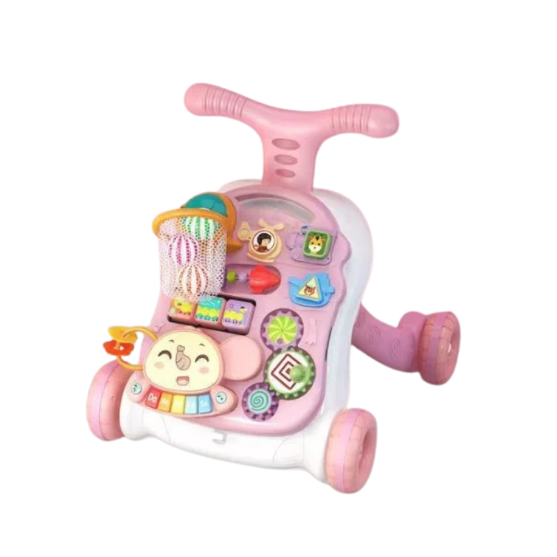 3-in-1 Baby Walker with Activity Center and Adjustable Speed – Infant Walker with Wheels in Blue and Pink Options