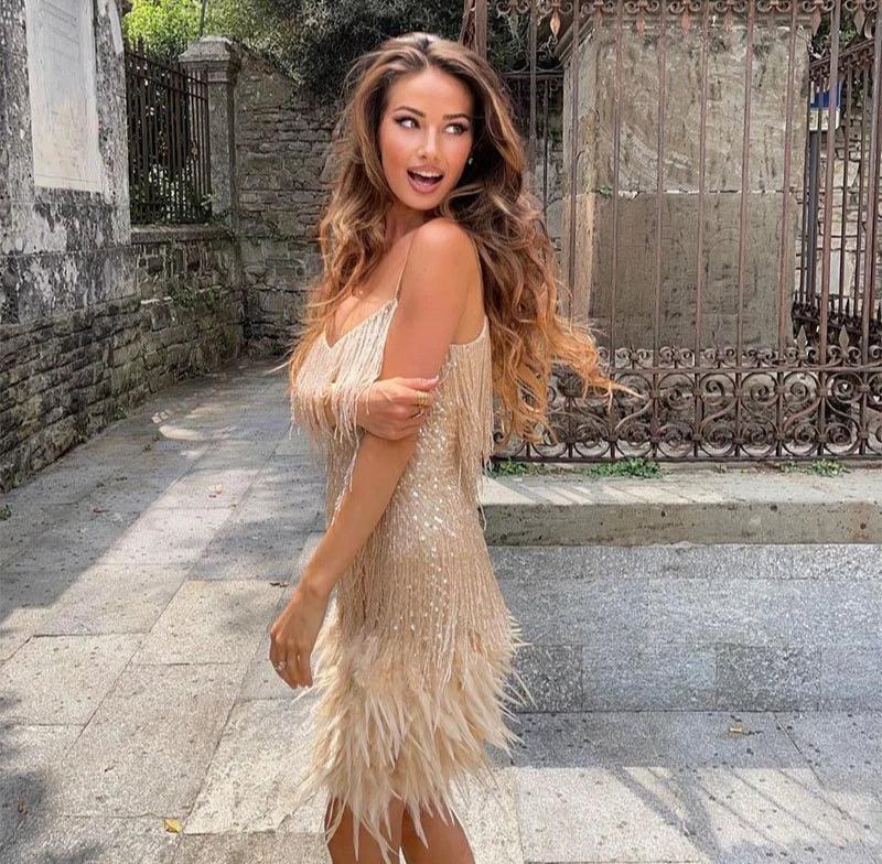 White Feather Fringe Mini Dress for Effortless Occasions