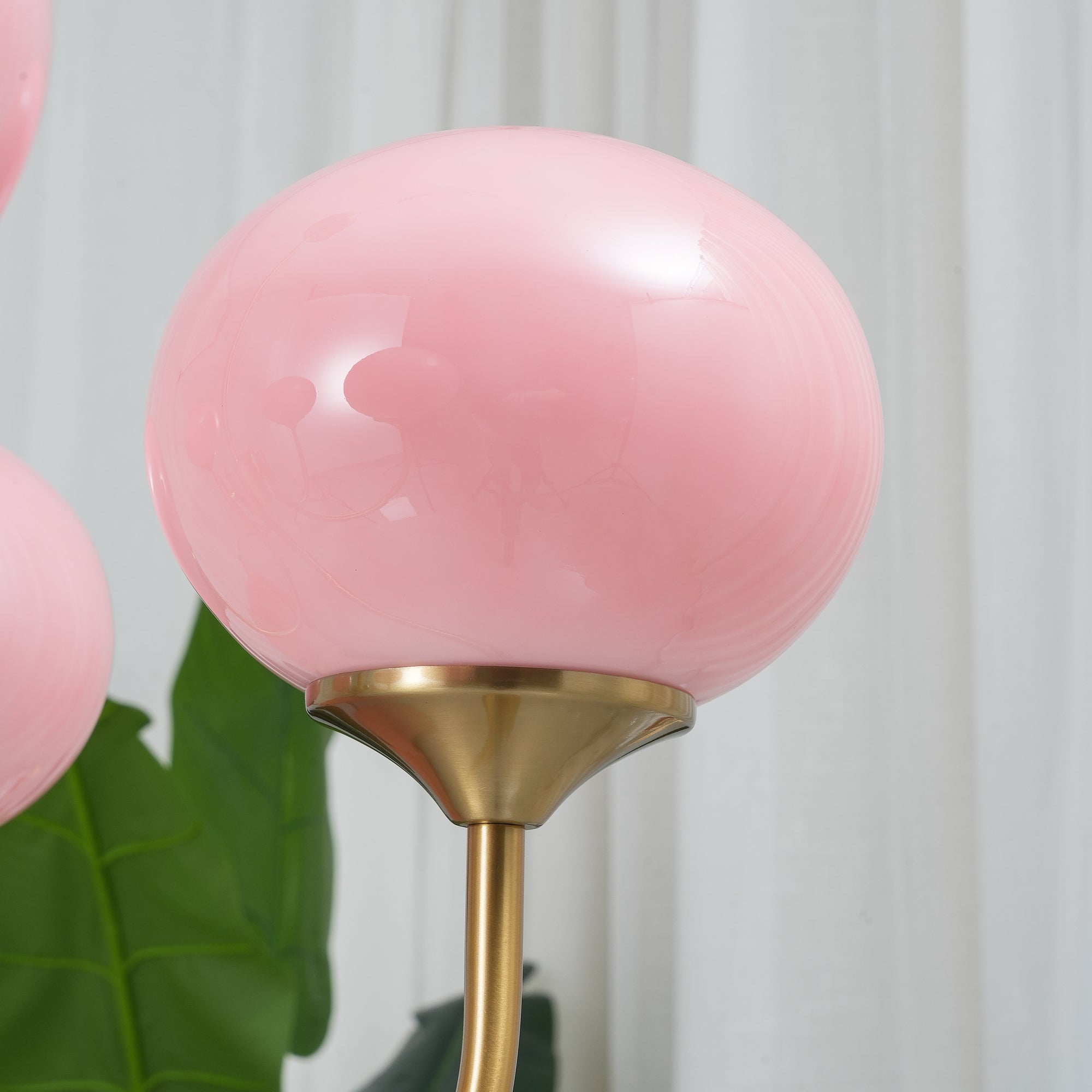 Elegant Modern Brass Chandelier Light with Pink Glass Shades for Dining Room 6