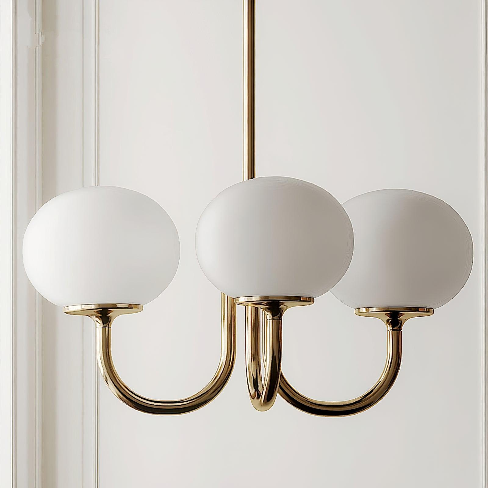 Elegant Modern Brass Chandelier Light with Pink Glass Shades for Dining Room 8