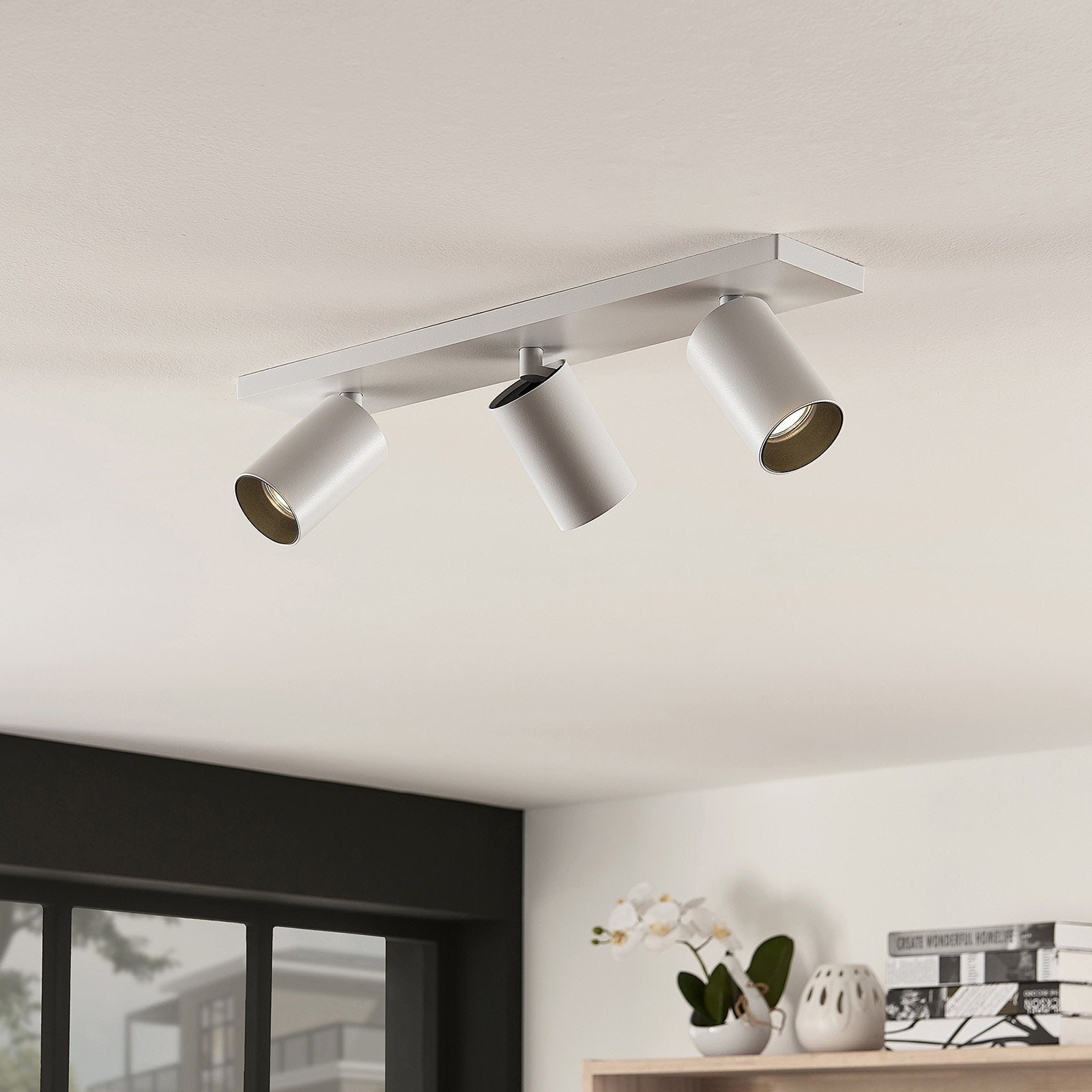 Modern Adjustable Ceiling Light Fixture with 3 Spotlight Design in White Aluminum 1