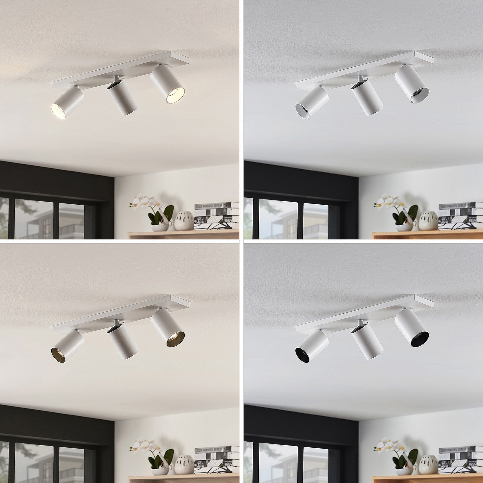 Modern Adjustable Ceiling Light Fixture with 3 Spotlight Design in White Aluminum 4