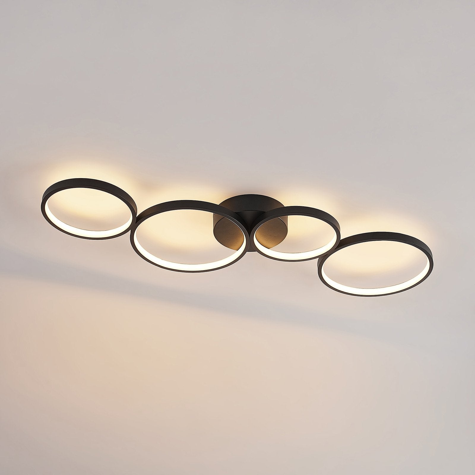 Modern LED Flush Mount Ceiling Light Fixture with Elegant Black Rings 4
