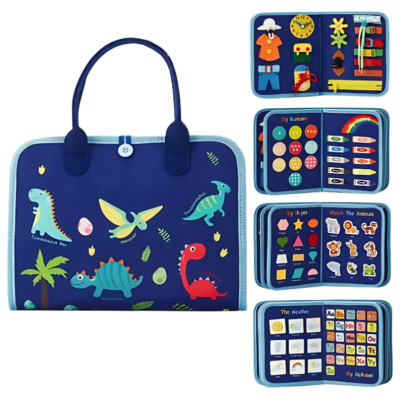 Montessori Sensory Board for Toddlers – Portable Learning Tool with Tactile Experiences in Space, Dinosaurs, or Unicorn Themes