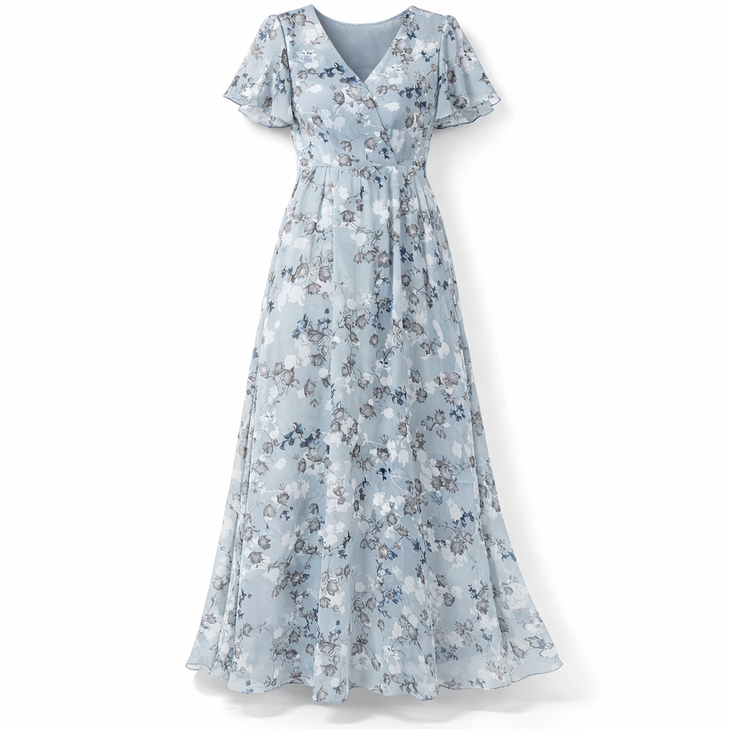 Orange Midi Dress, Elegant Tummy Control Design — Blue