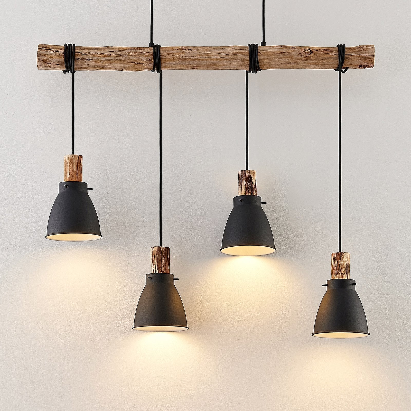 Rustic Black Pendant Light - 4-Light Kitchen Ceiling Fixture with Adjustable Shades 3