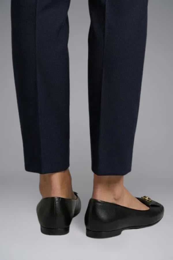 Black Slip-On Flat Shoes with Decorative Detail