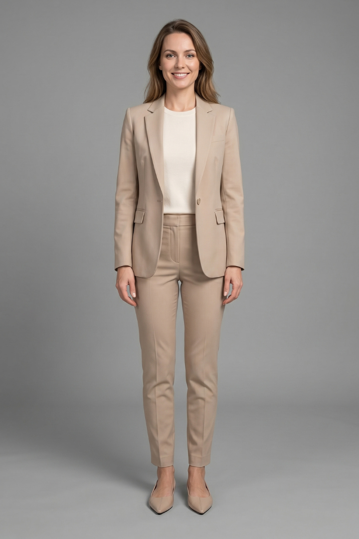 Beige Leather Pointed Ballet Flats for Effortless Style
