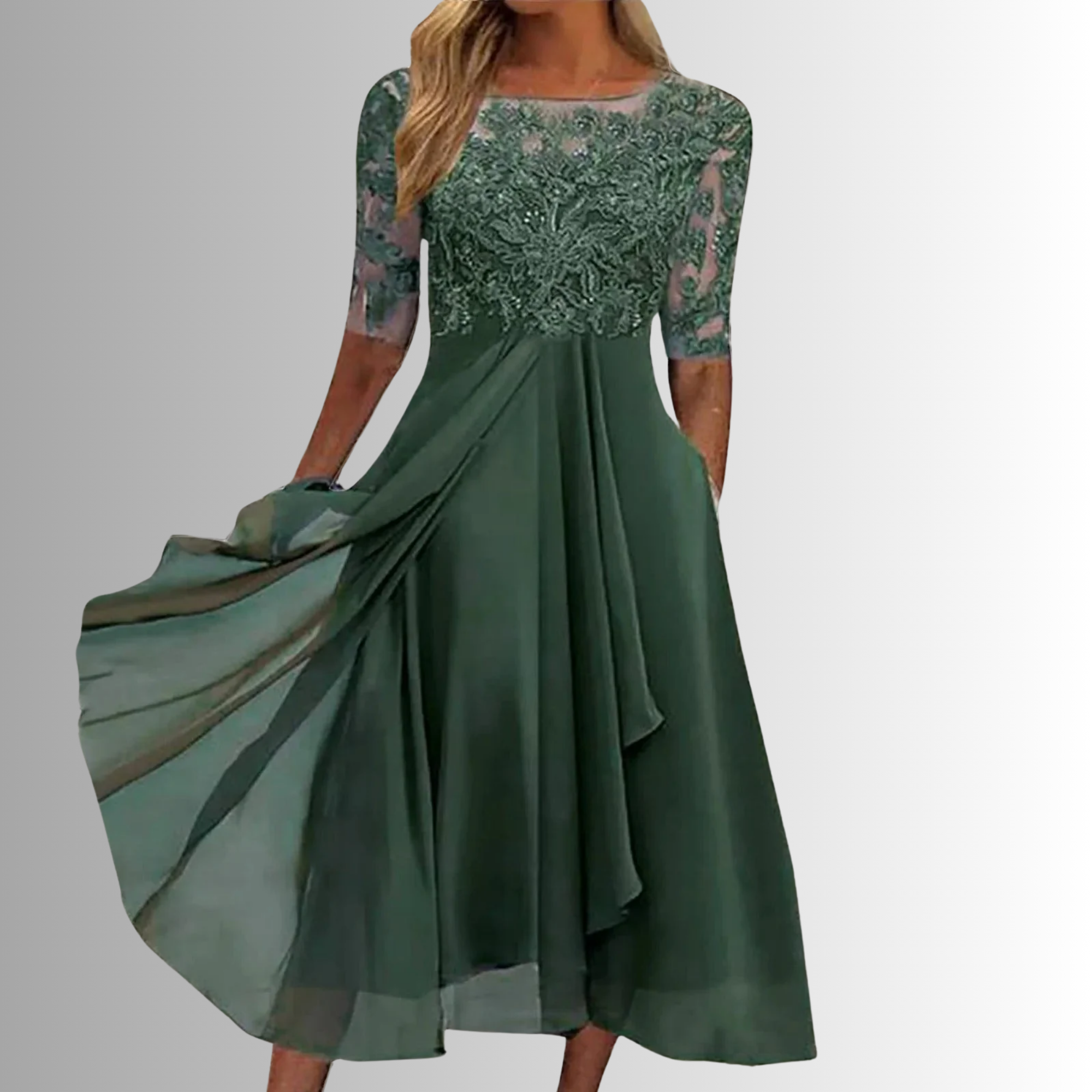 Blue Lace Maxi Dress - Effortless Everyday Elegance — Green
