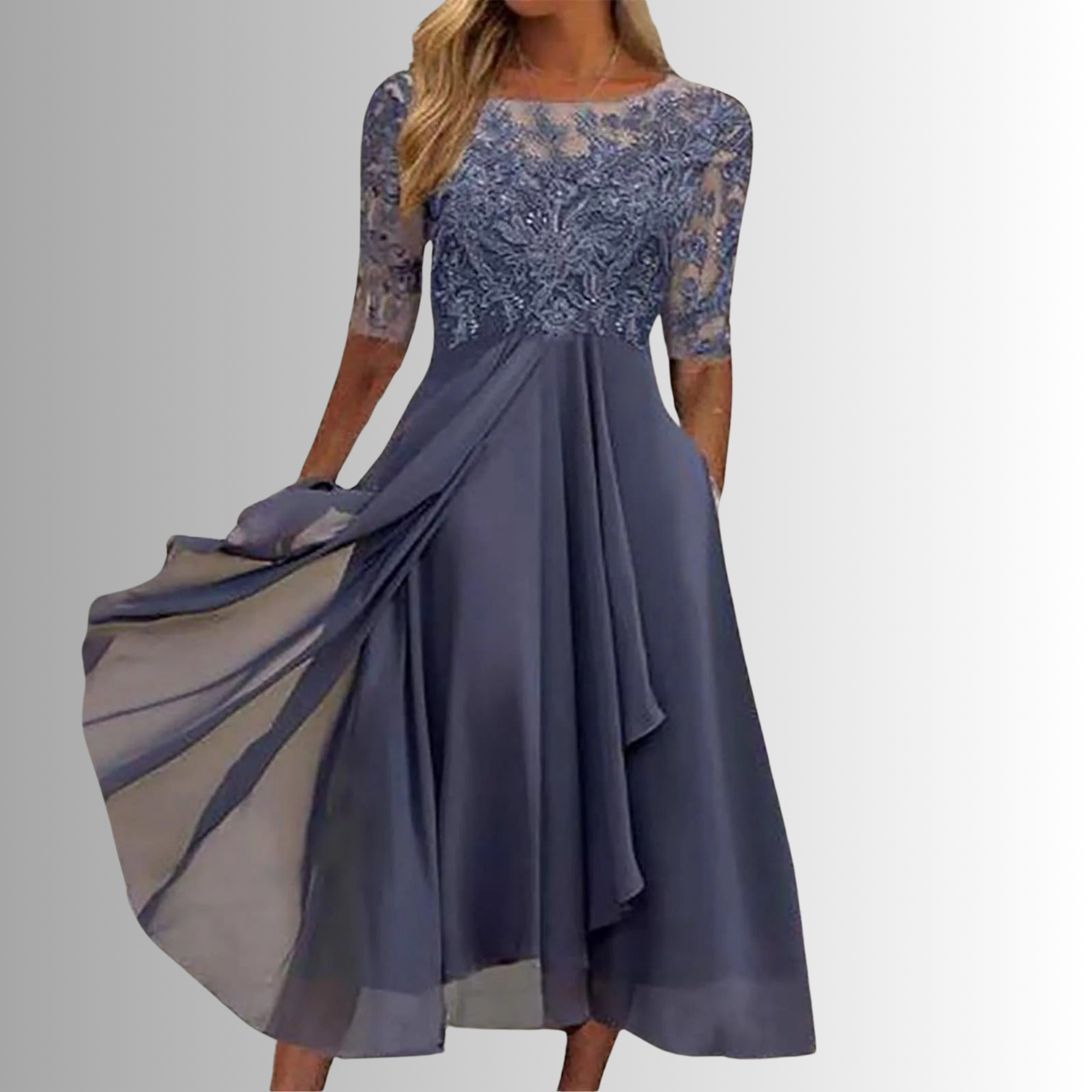 Blue Lace Maxi Dress - Effortless Everyday Elegance — Purple