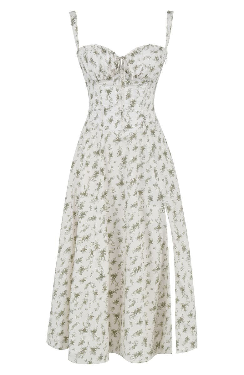 Yellow Floral Corset Midi Dress - Figure-Flattering Fit
