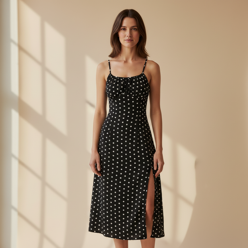Polka Dot Midi Dress - Effortless Elegance for Everyday