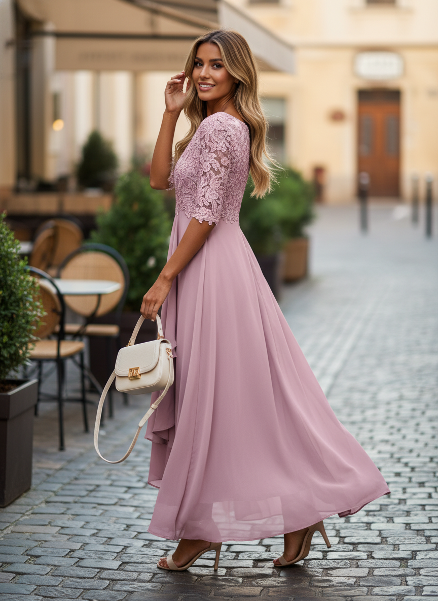 Blue Lace Maxi Dress - Effortless Everyday Elegance