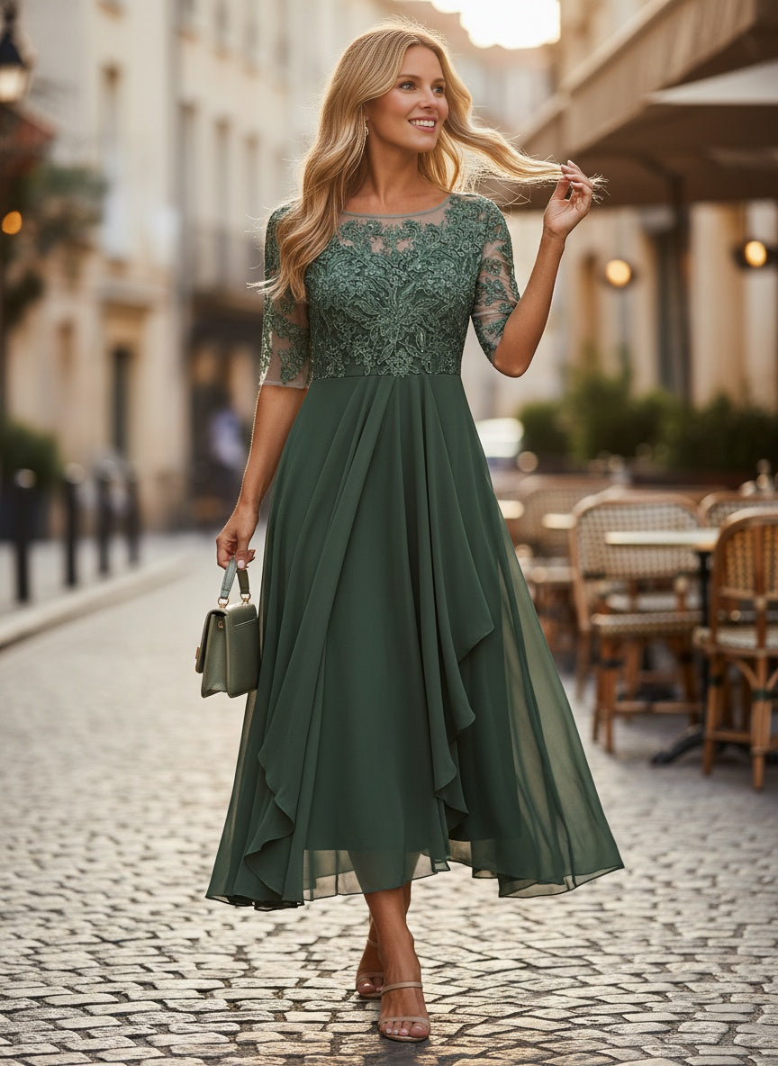 Blue Lace Maxi Dress - Effortless Everyday Elegance