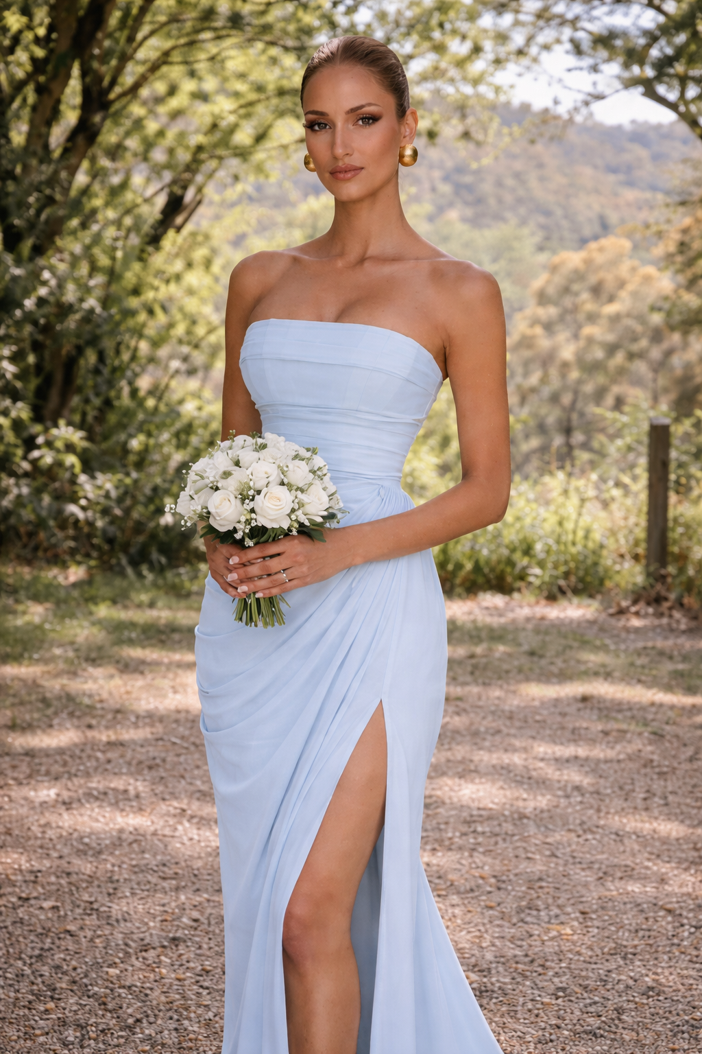 Yellow Strapless Maxi Dress | Elegant Wedding Guest Style