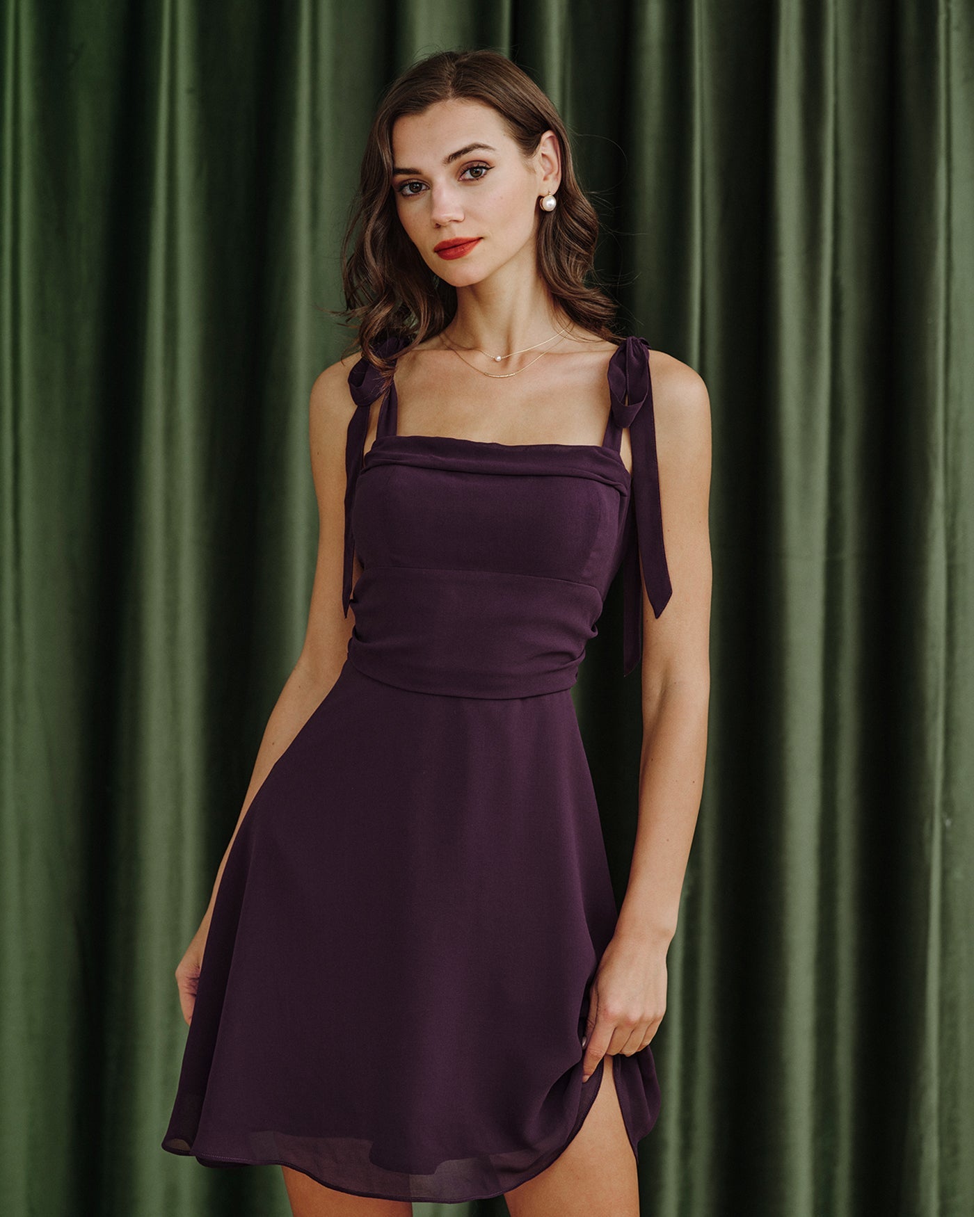 Effortless Purple Chiffon A-Line Mini Dress