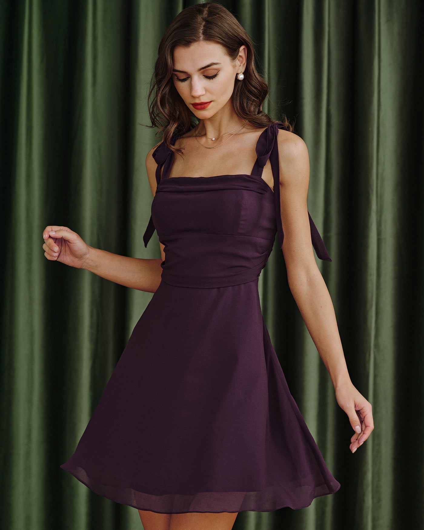 Effortless Purple Chiffon A-Line Mini Dress