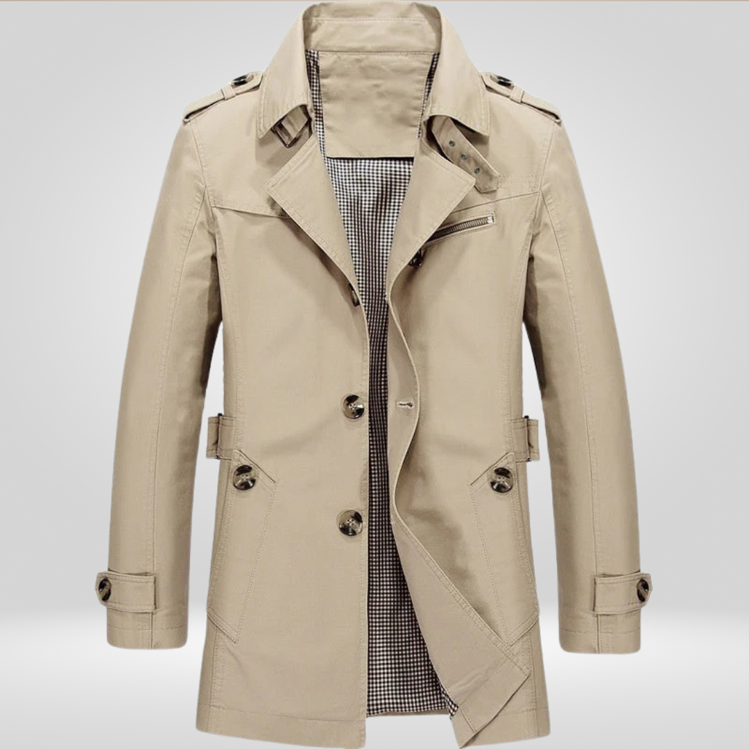 Trench Coat – Classic Length with Structured Cut – Men's