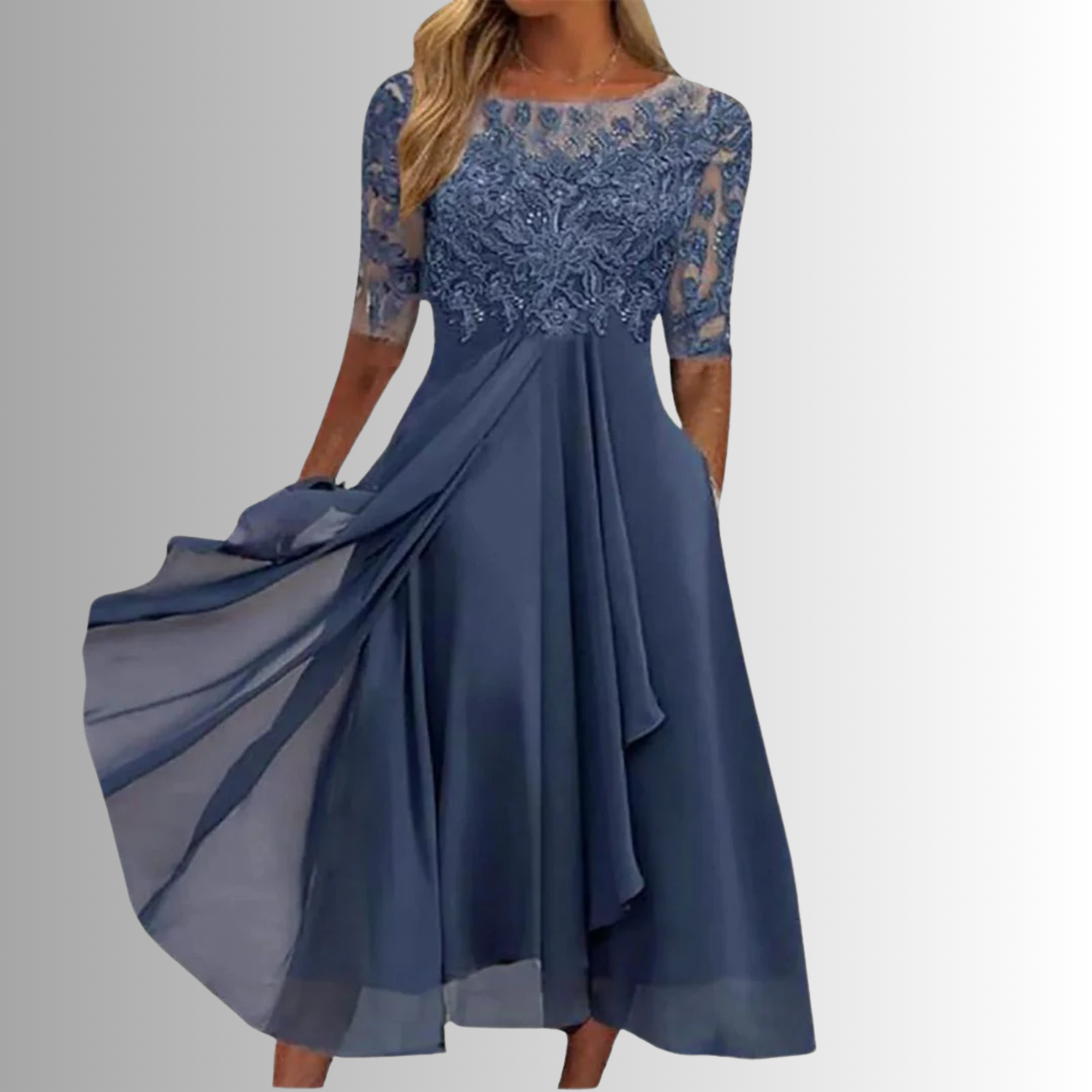 Blue Lace Maxi Dress - Effortless Everyday Elegance