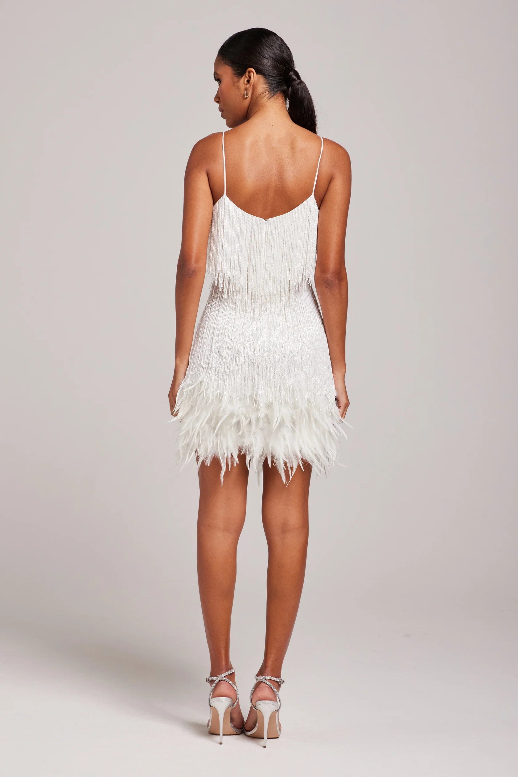 White Feather Fringe Mini Dress for Effortless Occasions