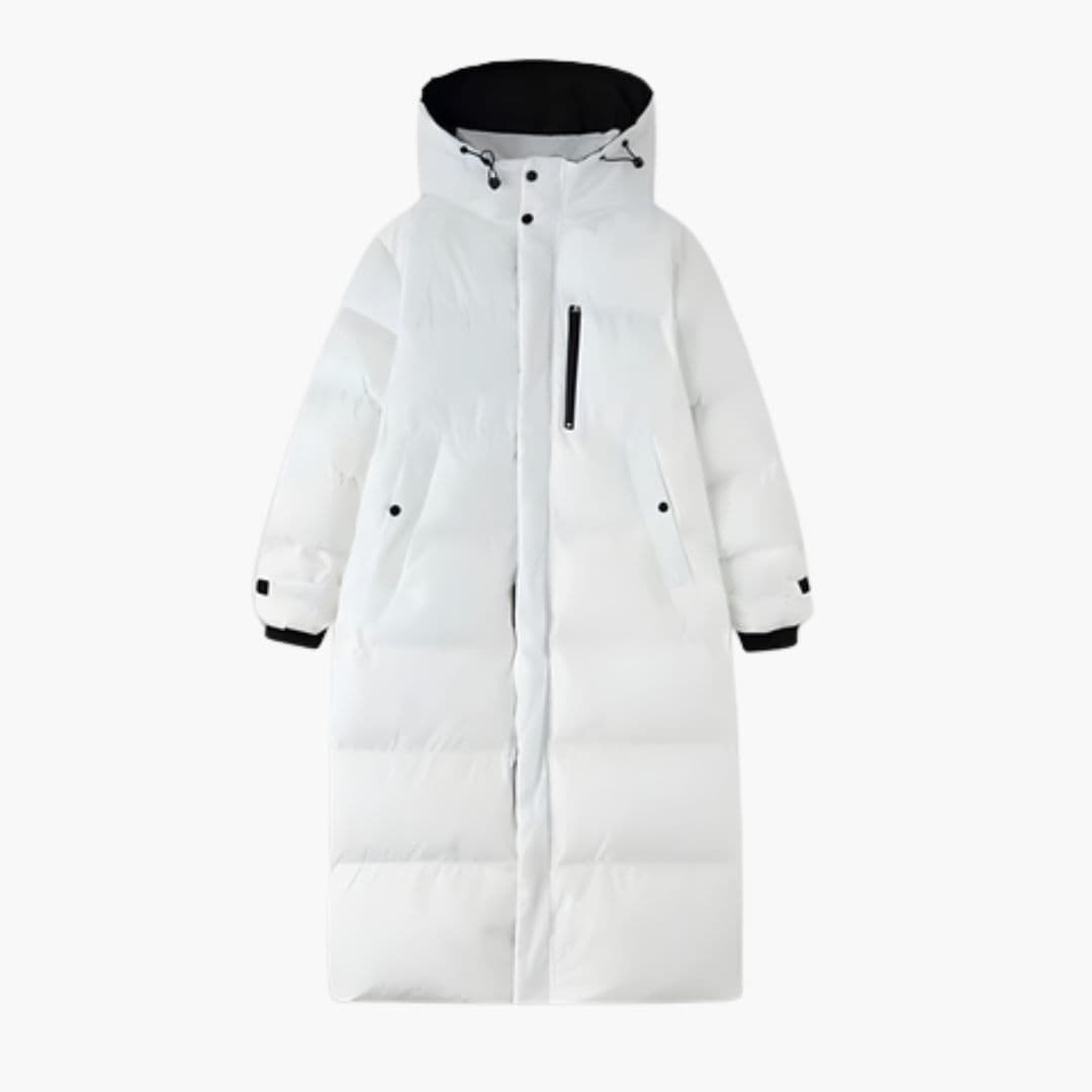 Long Women's Down Jacket with Front Pockets