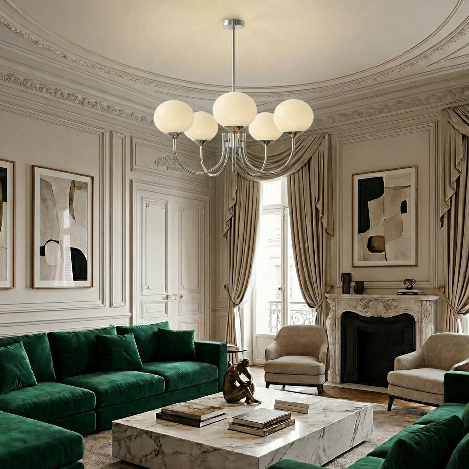 Elegant Modern Brass Chandelier Light with Pink Glass Shades for Dining Room