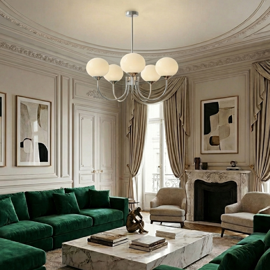 Elegant Modern Brass Chandelier Light with Pink Glass Shades for Dining Room