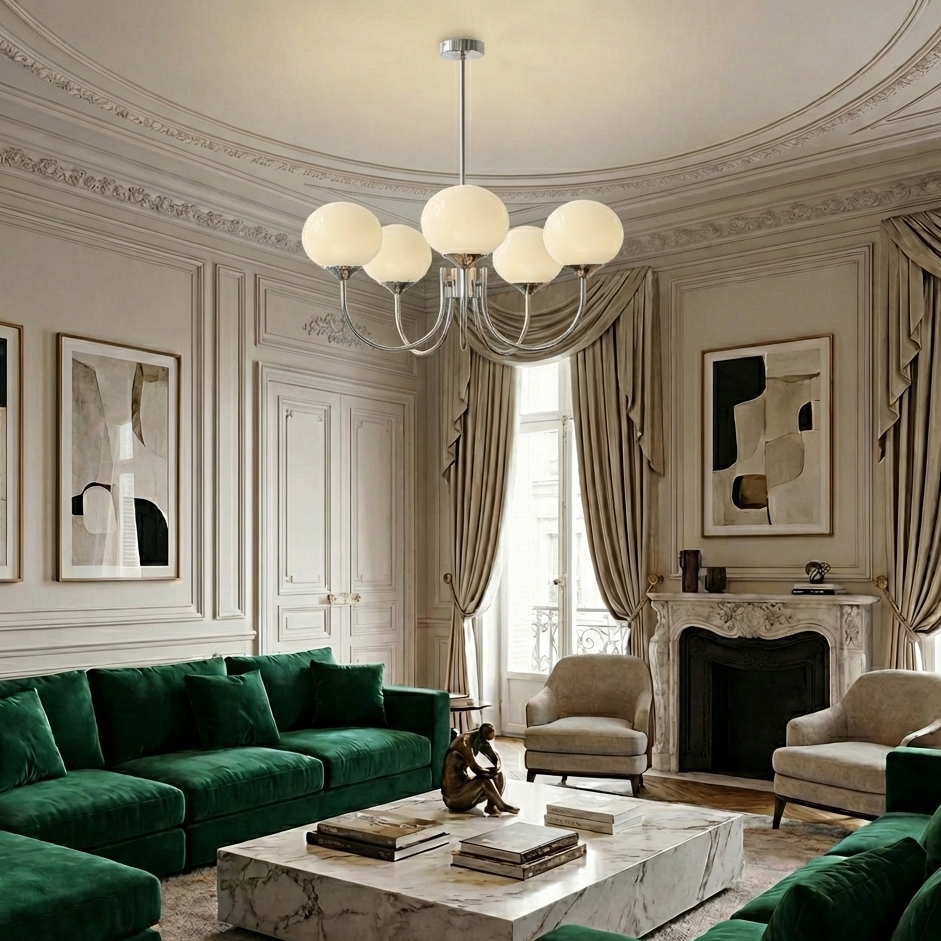 Elegant Modern Brass Chandelier Light with Pink Glass Shades for Dining Room