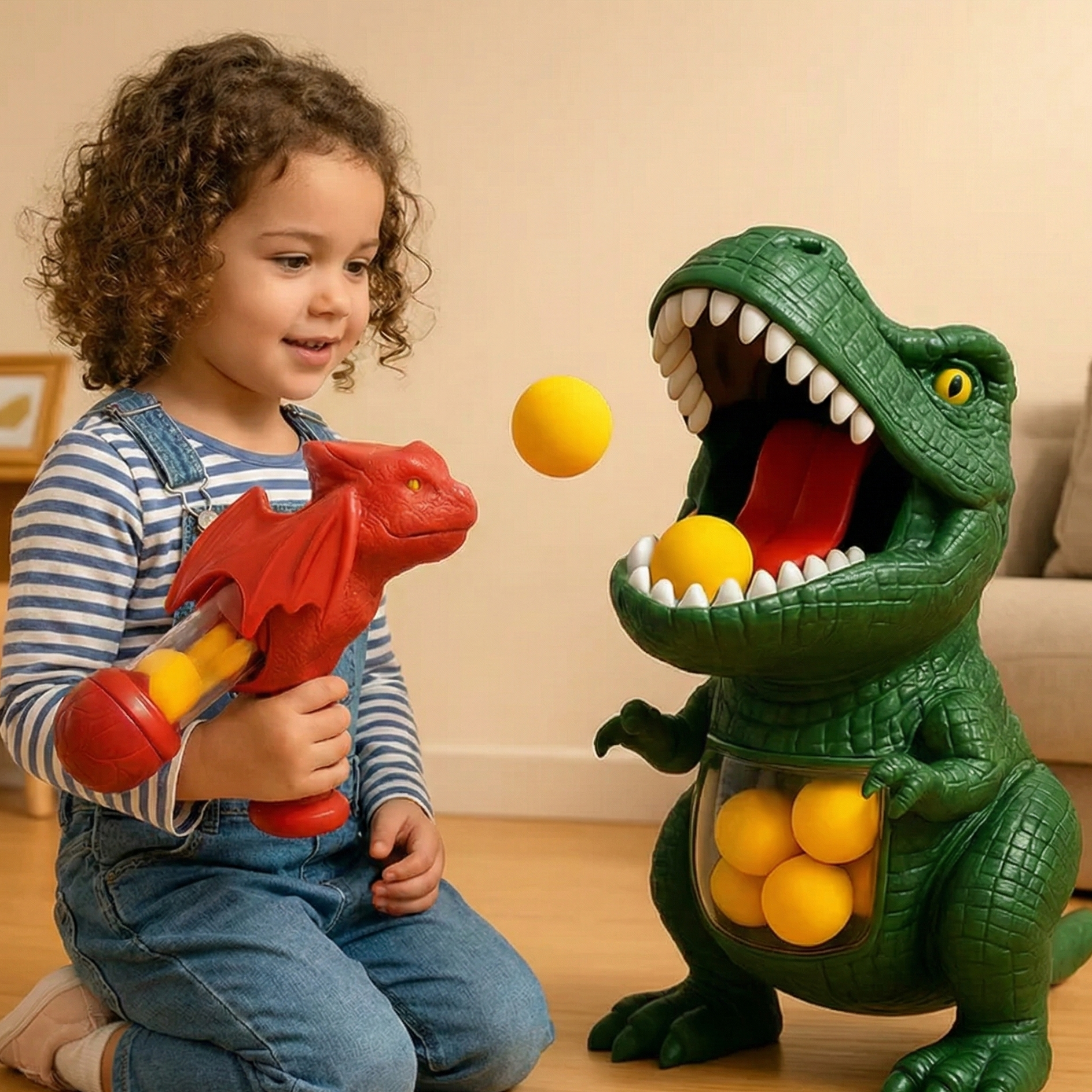 Dinosaur Blasting Game for Kids with Soft Foam Balls – Active Indoor & Outdoor Play, Includes Dino Target, No Batteries Required