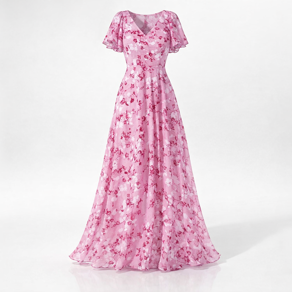 Orange Midi Dress, Elegant Tummy Control Design — Pink