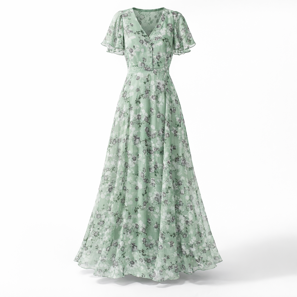 Orange Midi Dress, Elegant Tummy Control Design — Green