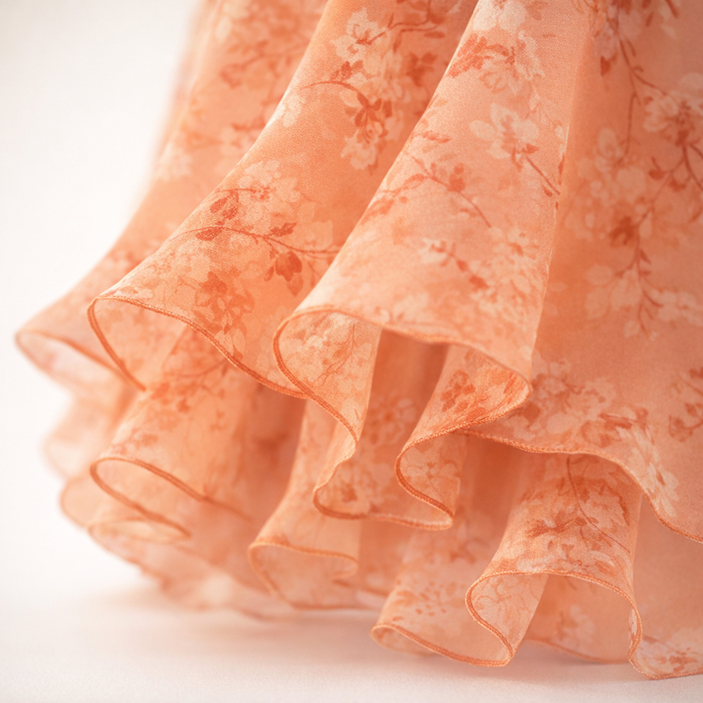 Orange Midi Dress, Elegant Tummy Control Design