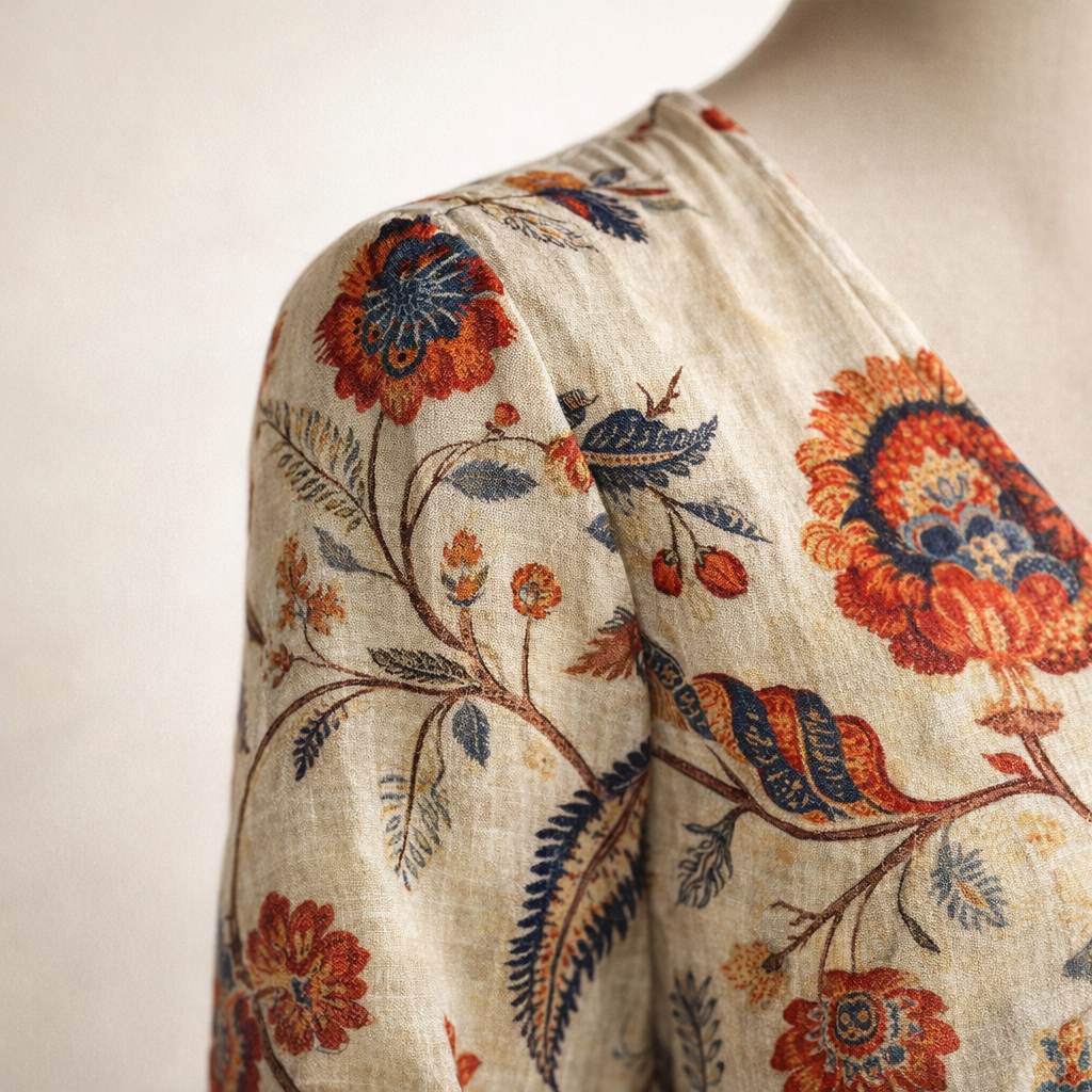 Floral Midi Dress - Bohemian Style, Relaxed Fit
