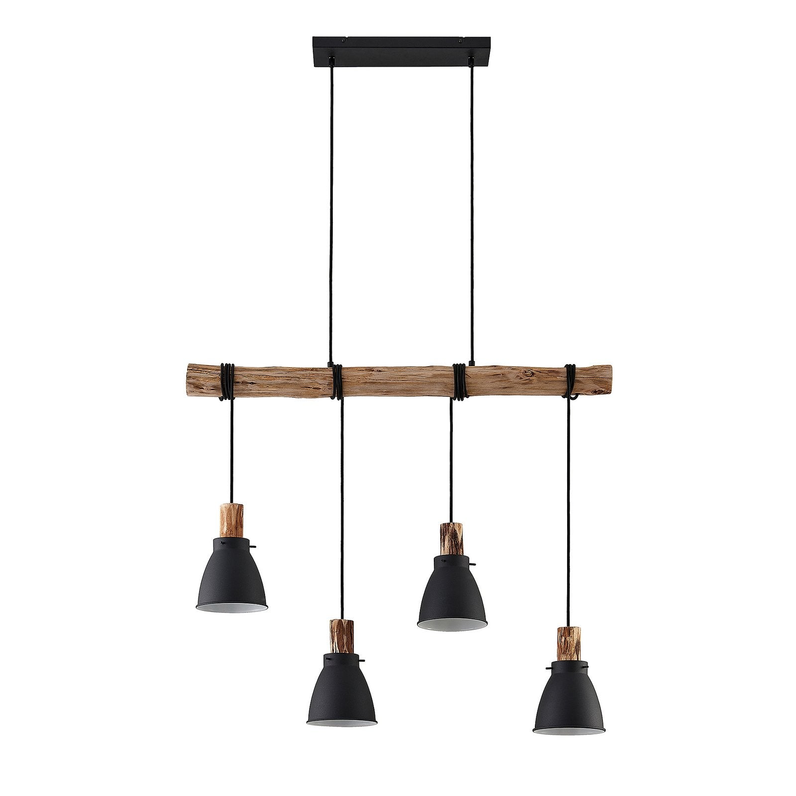 Rustic Black Pendant Light - 4-Light Kitchen Ceiling Fixture with Adjustable Shades 5