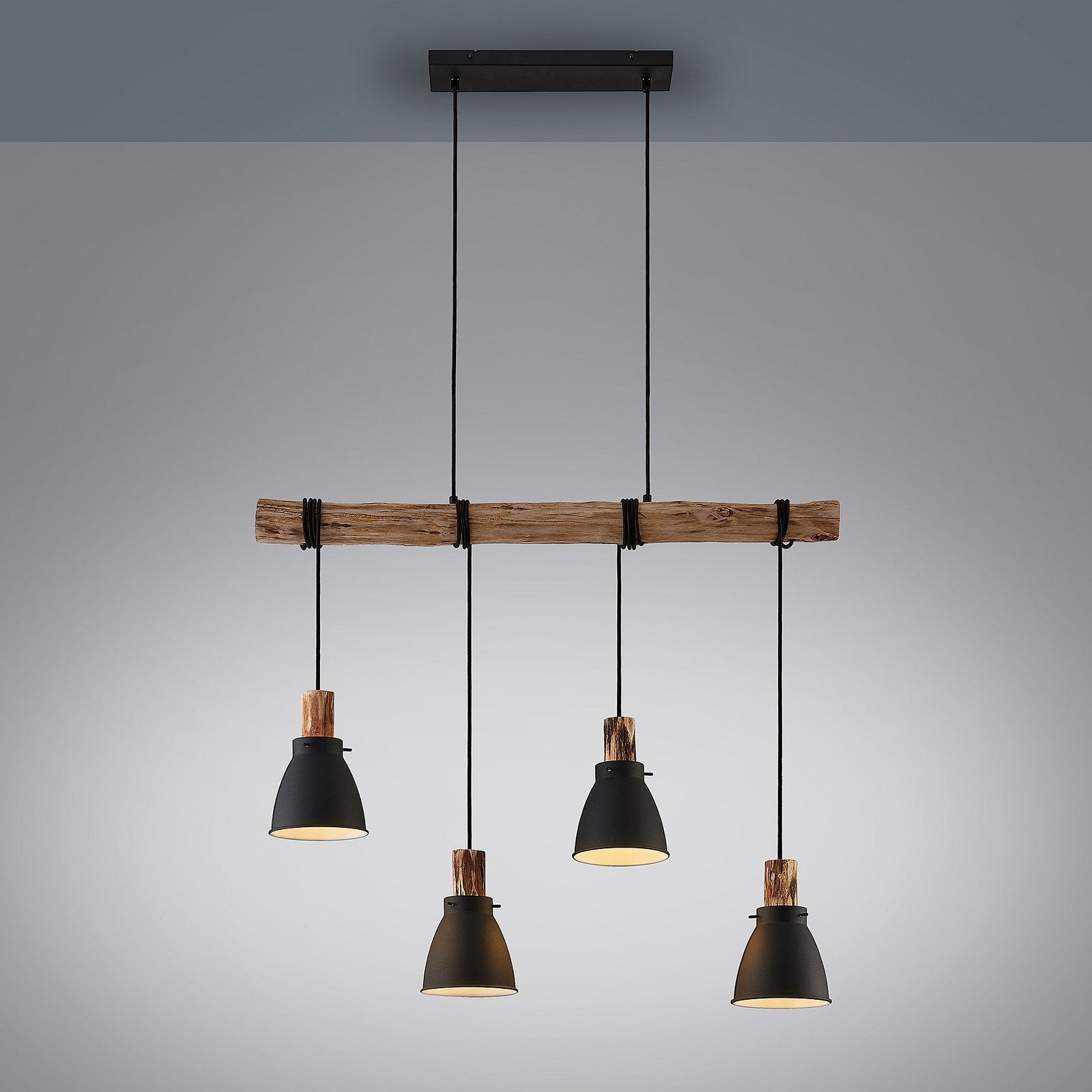 Rustic Black Pendant Light - 4-Light Kitchen Ceiling Fixture with Adjustable Shades 7
