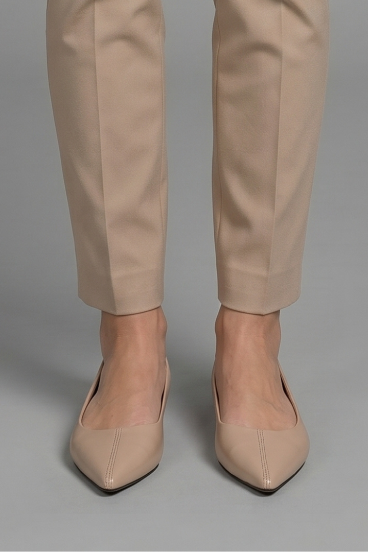 Beige Leather Pointed Ballet Flats for Effortless Style