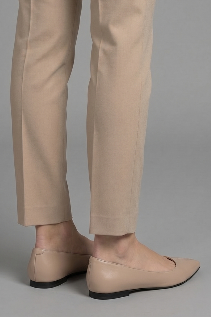 Beige Leather Pointed Ballet Flats for Effortless Style