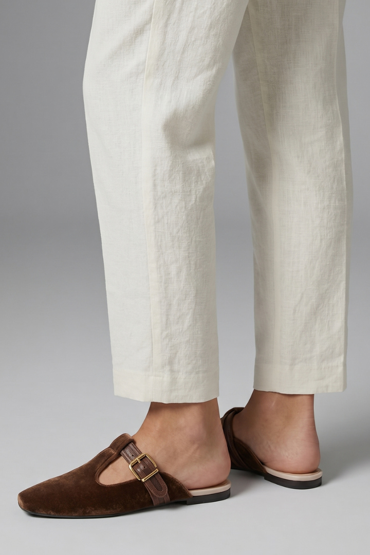 Coffee Brown Leather T-Strap Flats for Everyday Elegance