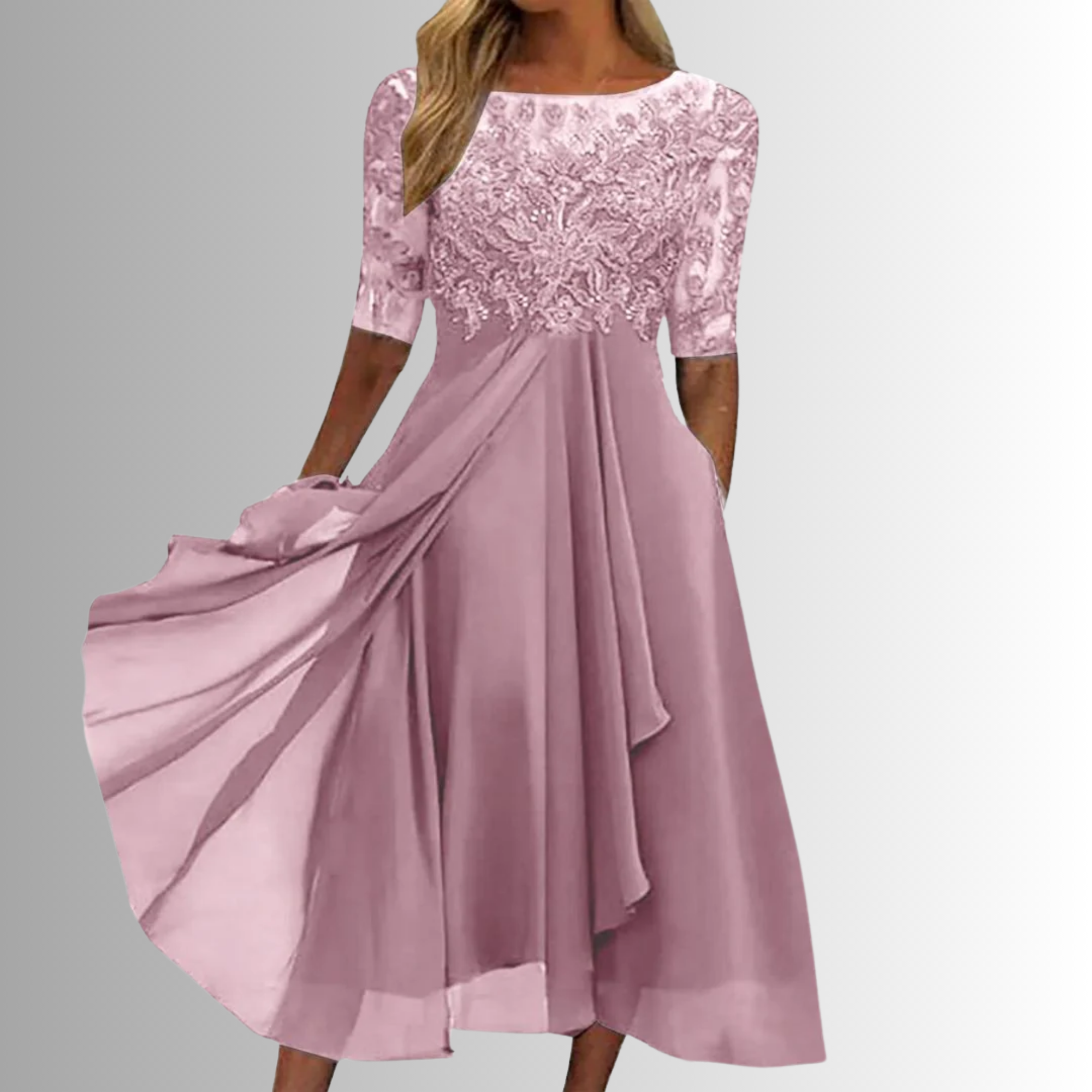Blue Lace Maxi Dress - Effortless Everyday Elegance — Pink