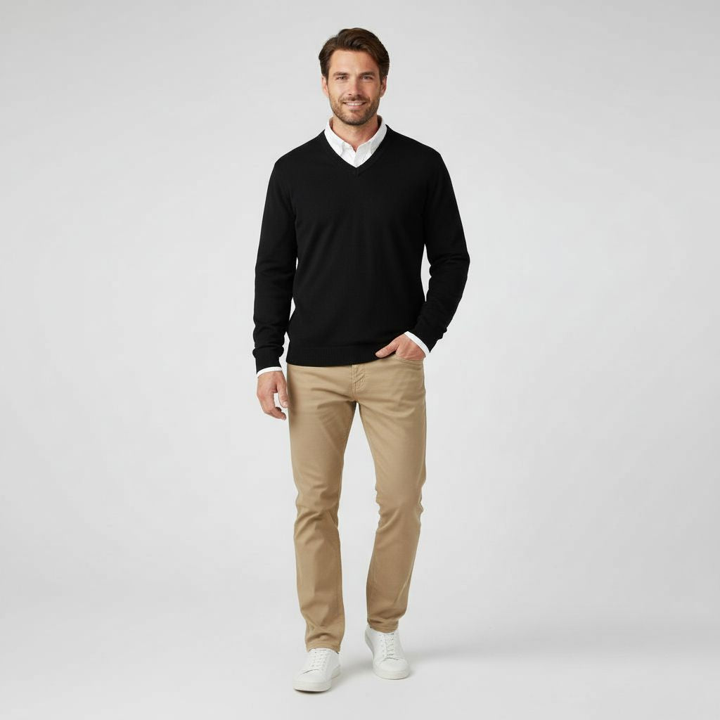 Men's Sweater | V-Neck Clear Lines Calm Shape