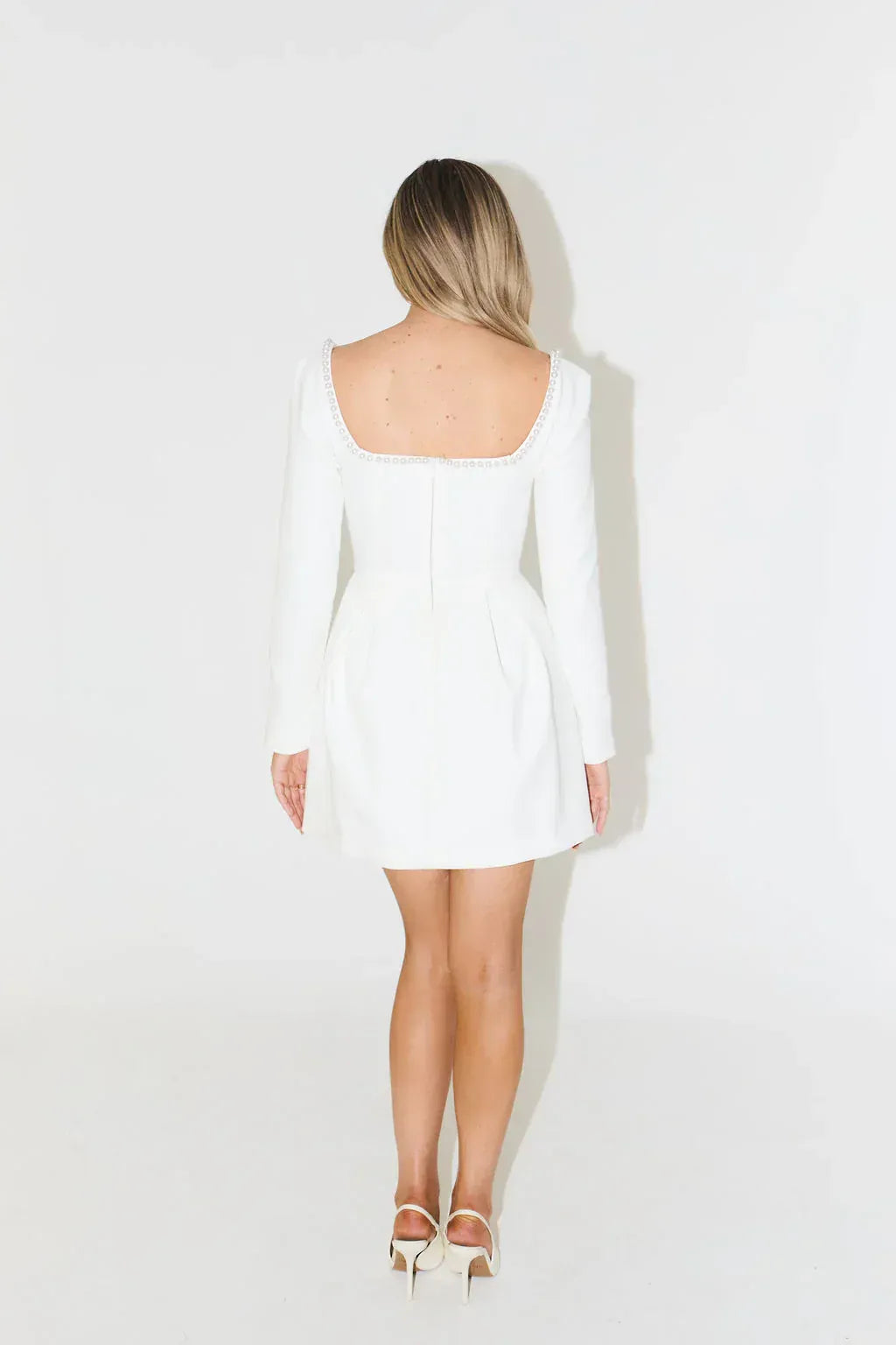 Black Mini Dress with Pearl Trim - Elegant Fitted Cocktail Dress