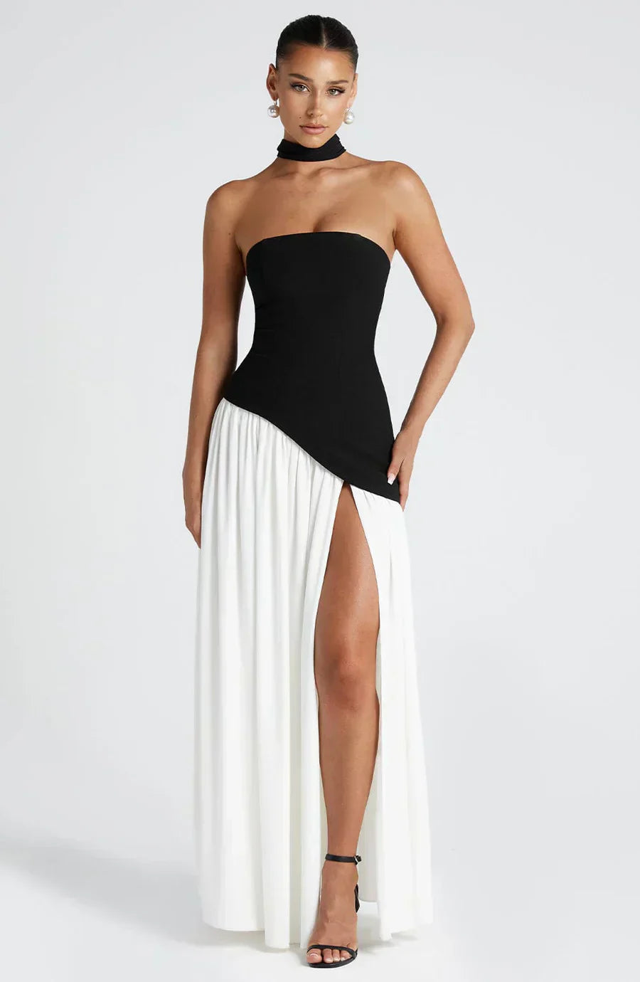 Amarillo Strapless Maxi Dress with Asymmetric Hem