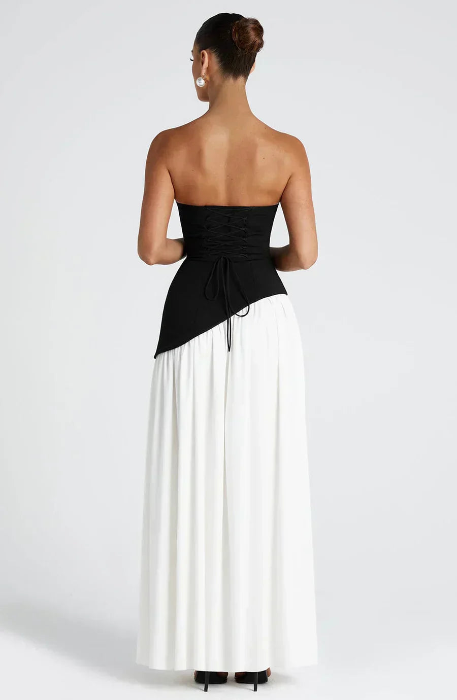 Amarillo Strapless Maxi Dress with Asymmetric Hem