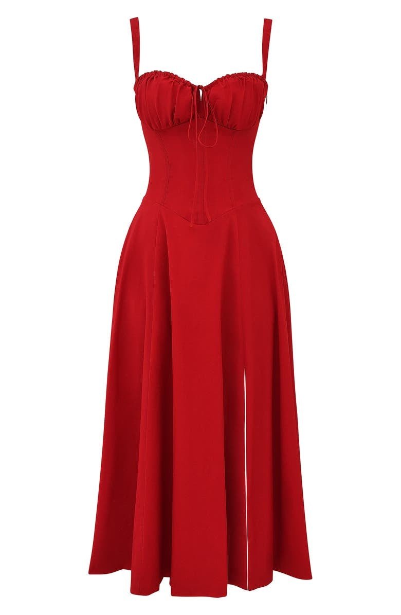 Yellow Floral Corset Midi Dress - Figure-Flattering Fit