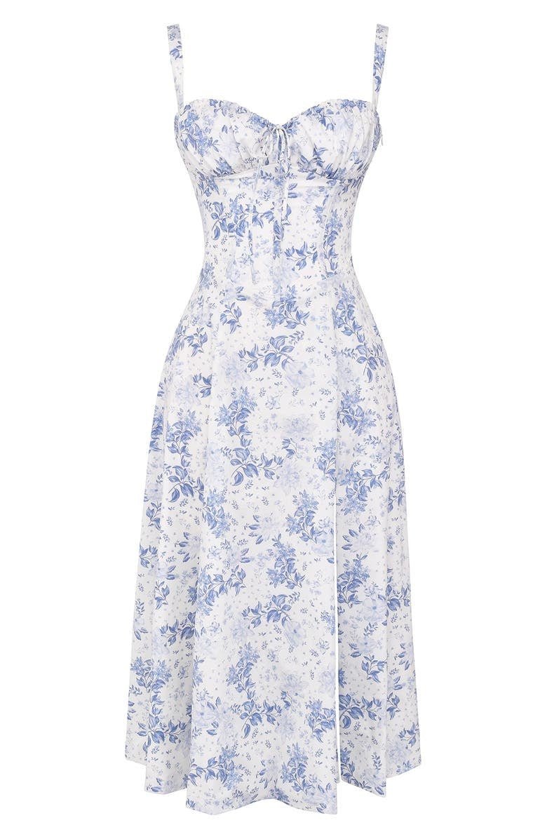 Yellow Floral Corset Midi Dress - Figure-Flattering Fit