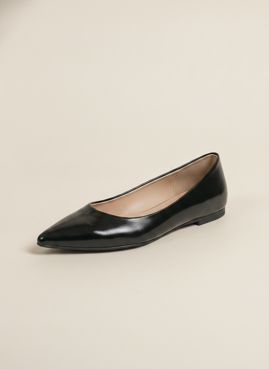Beige Leather Pointed Ballet Flats for Effortless Style