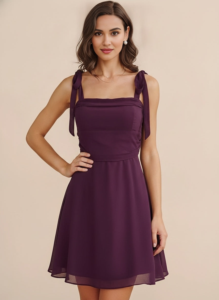 Effortless Purple Chiffon A-Line Mini Dress