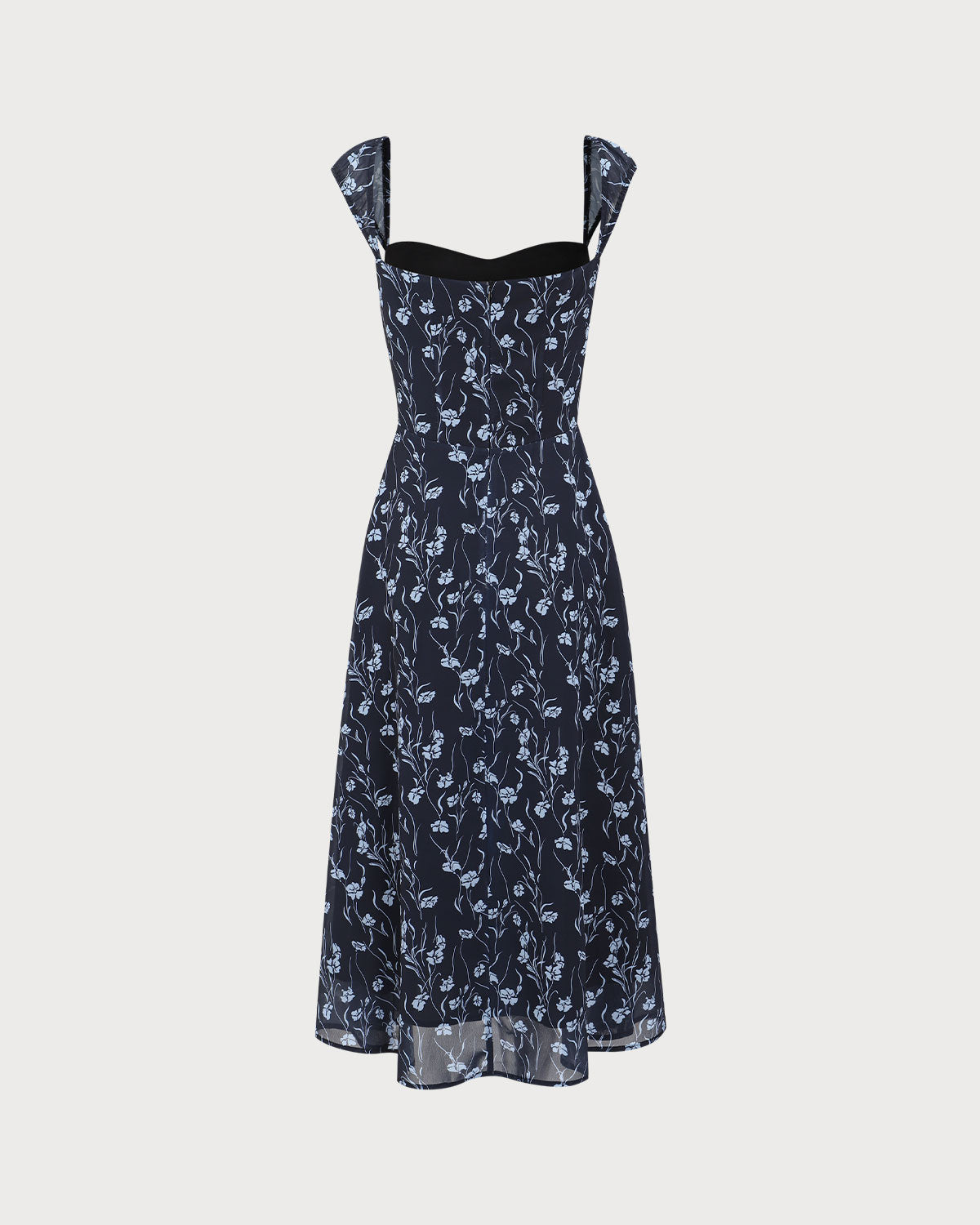 Navy Floral Midi Dress